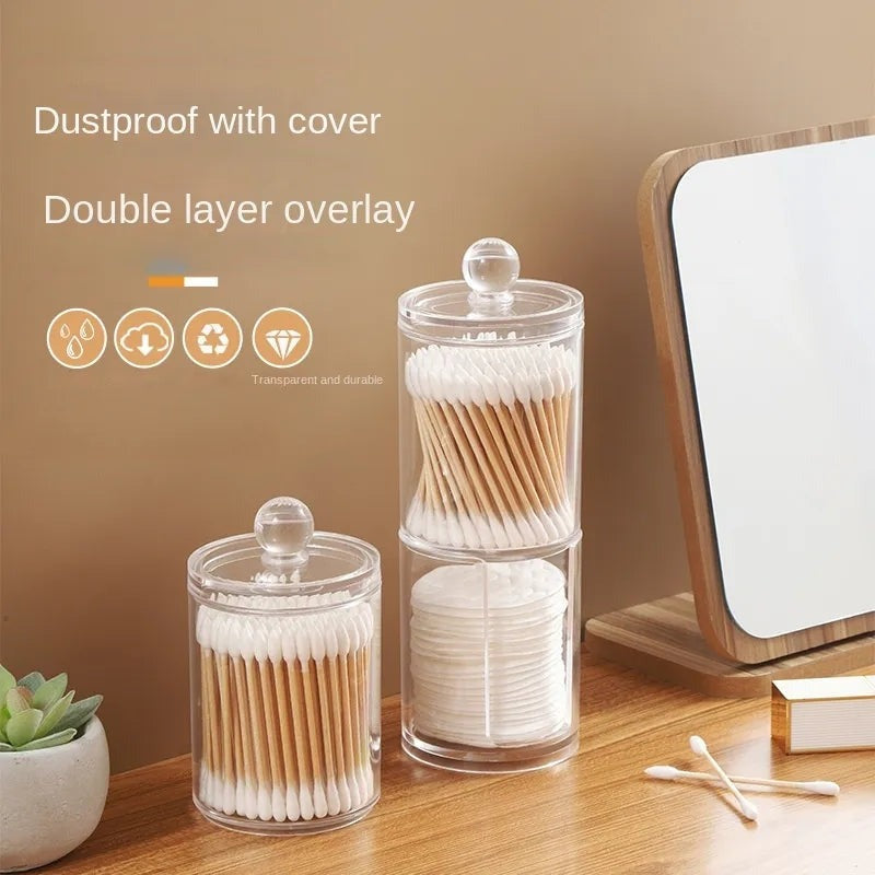 2 Pcs Transparent Cotton Puff Storage Box