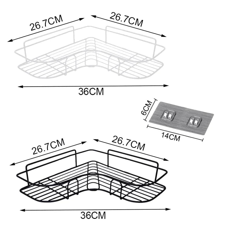 Self-adhesive wall corner rack