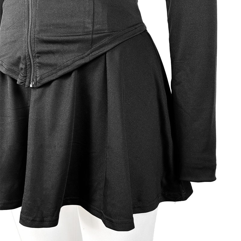 Athleisure Tight-Fitting Waist-Cinching Manches Longues Flared Robe Two-Piece Set With Built-In Safety Shorts