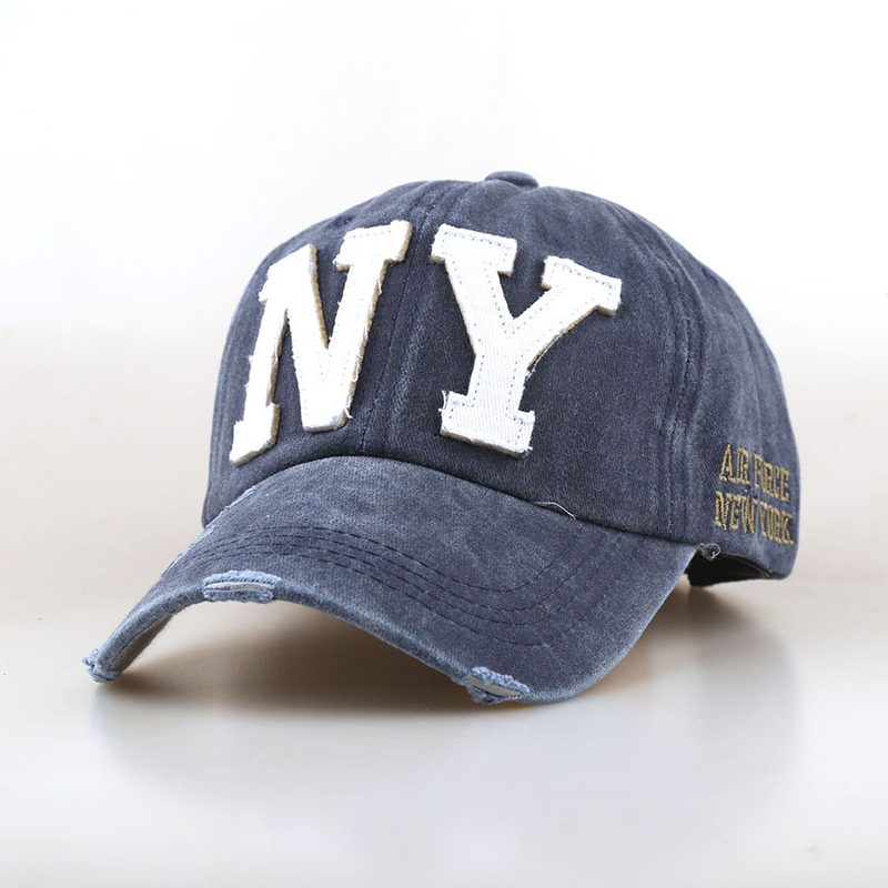 And Matching Embroidered Letters Ny Washed Vintage Trend Adjustable Bowler Baseball Casquette Suitable For Daily Outings And Activities