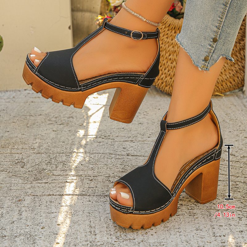 Summer Arrival Plus Size Femme Chunky High Heel Sandals