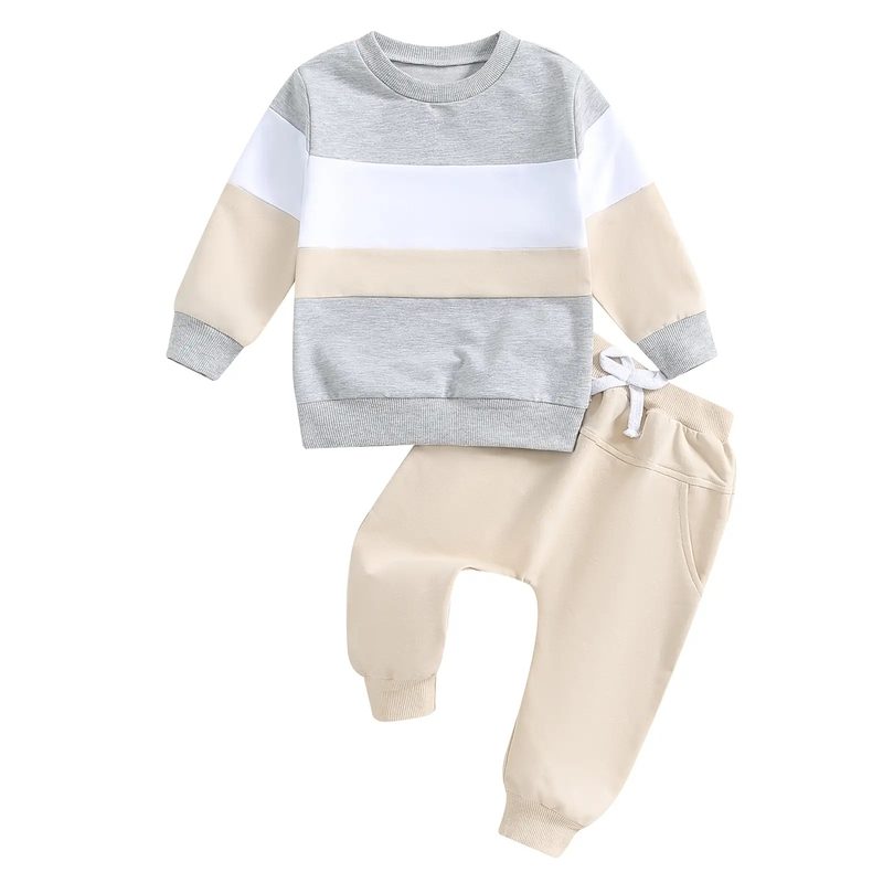 Garçon And Fille Round-Neck Manches Longues Pantalon Set
