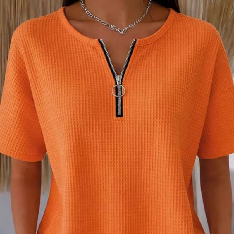 Femme Décontracté Waffle-Knit T-Shirt Top