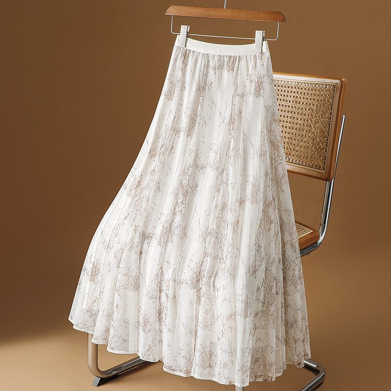 Two-Way Wear High-End Imprimé Chiffon Jupe Femme