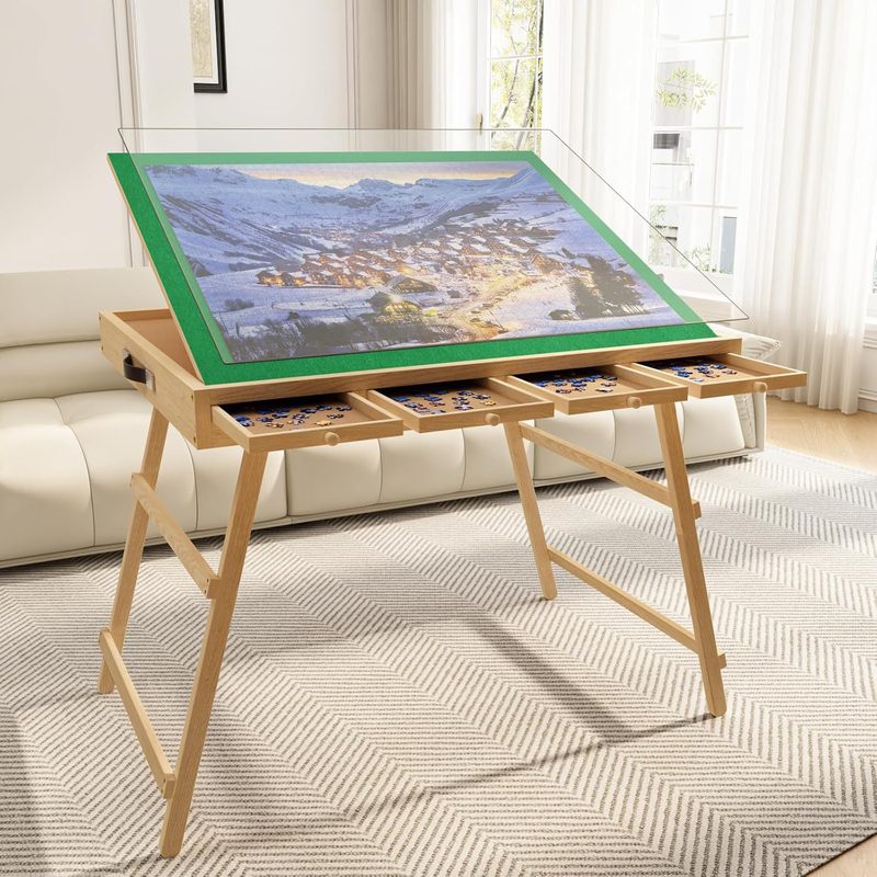 1500pcs Jigsaw Puzzle Table Storage Folding Tilting Table Mat Board Organizer