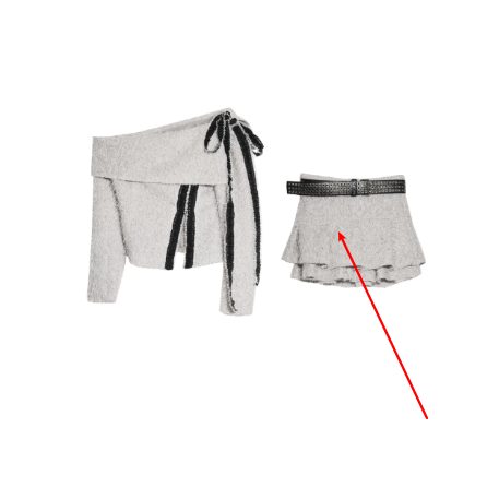 Ash-Gray Cool-Toned Fluffy Off-Shoulder Two-Piece Jupe Set