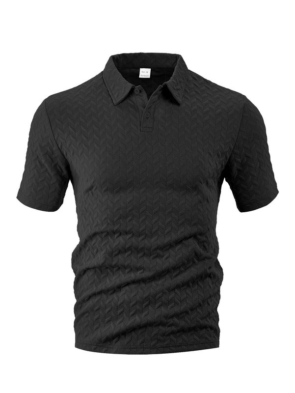 Homme Summer Uni-Color Waffle-Weave Manches Courtes Shirt