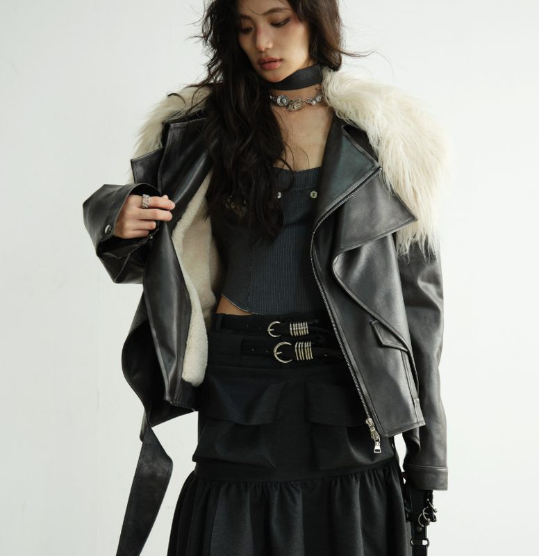 Two-Layered Distressed Pu Leather Veste