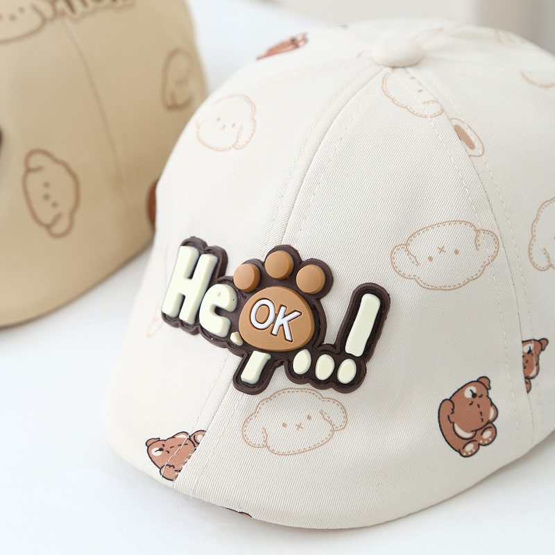 Children'S Three-Dimensional Letter Bear Paw Imprimé Cartoon Pattern Adjustable Décontracté Cute Beret For Outdoor Sports, Shopping