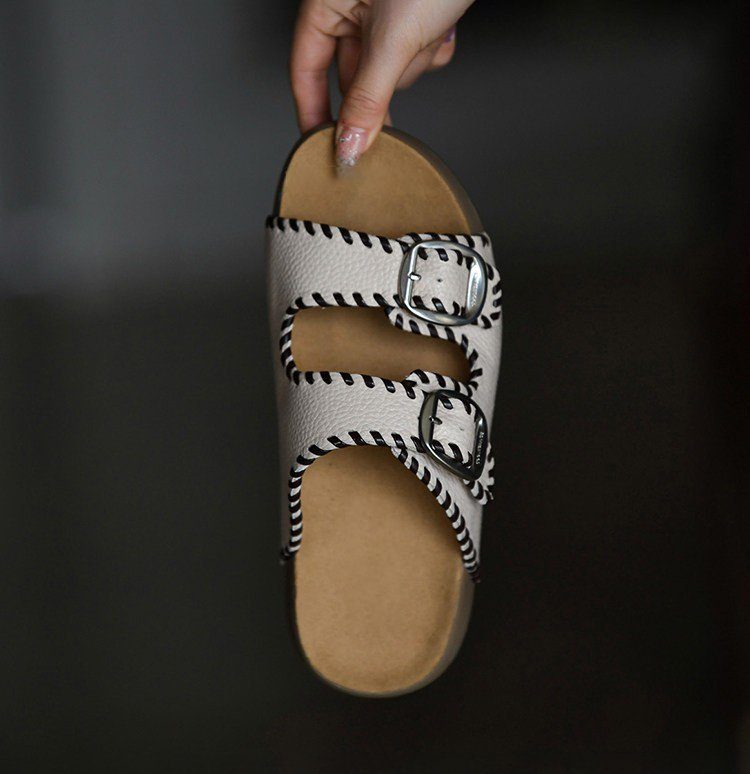 Thick Soled Rétro Embroidered One-Piece Slippers 'S Outdoor Wear, Summer Beach Sandals, Bocken Chaussures