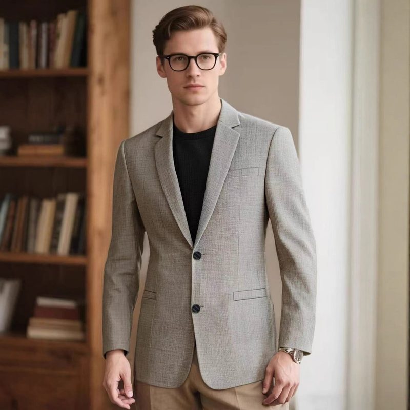 Veste Homme Élégante et Décontractée, Style Classique, Couleur Unie & Polyvalente