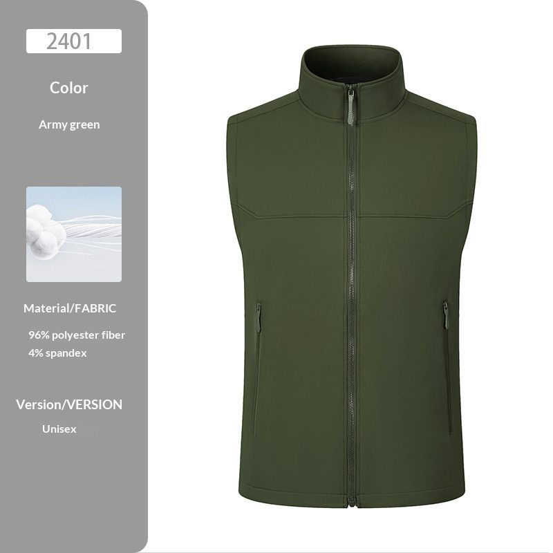 Autumnwinter Patchwork Softshell Veste With Stand Collar Vest