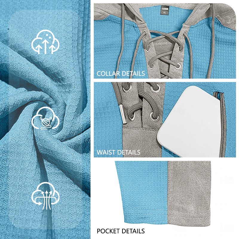 Homme Drawstring Sweat À Capuche Waffle-Weave Sweatshirt