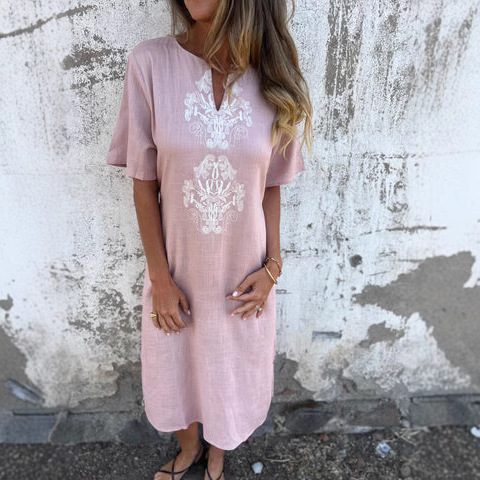Round-Neck Coupe Ample Imprimé T-Shirt Robe