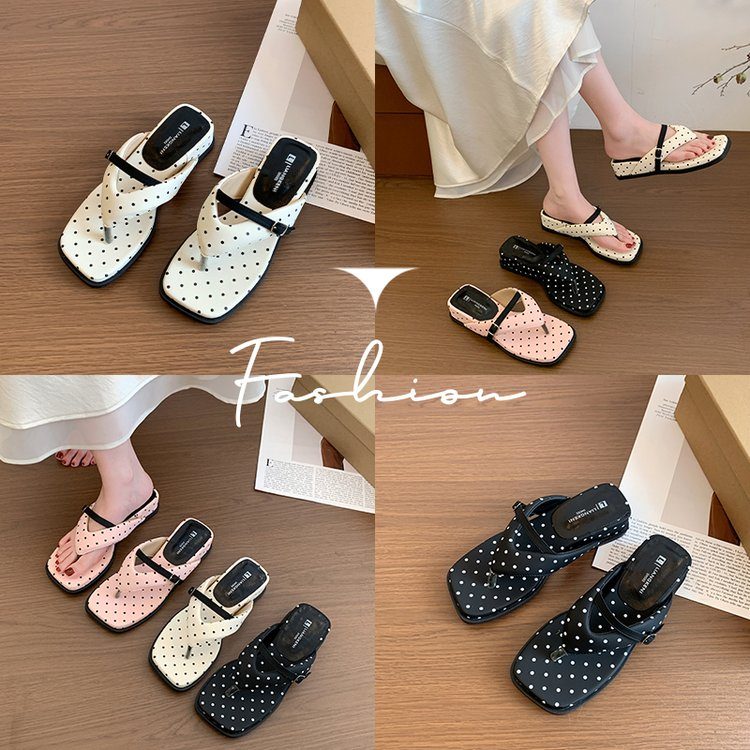 Tongs Compensées à Pois Femme Été 2026 - Chic & Polyvalentes pour Plage et Ville