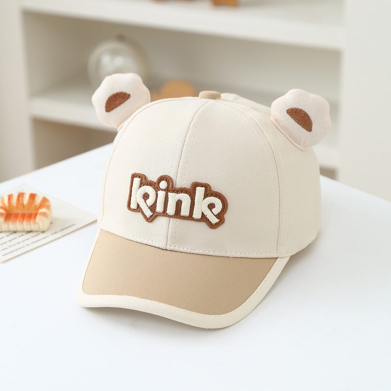 3D Bear Ears Kink Letter Children'S Baseball Casquette, Multi-Color Design, Suitable For Babies' Daily Sun Protection And Versatile Use