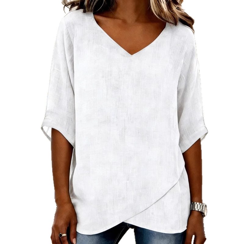 Femme Col V Irregular Décontracté Top
