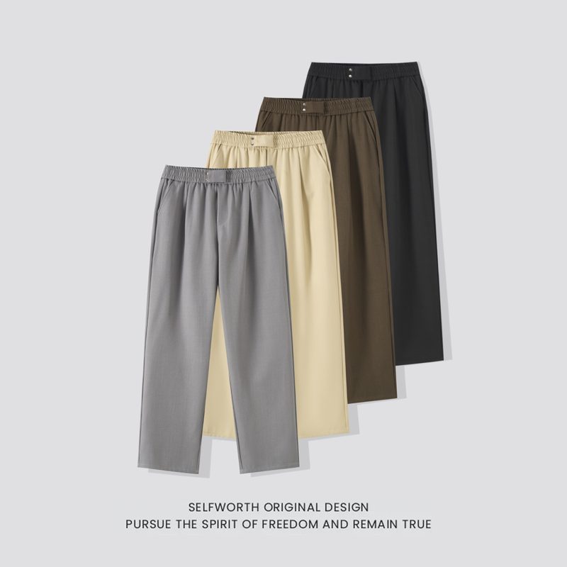 Business-Casualnew Homme Mid-Length Décontracté Pantalon With An Elastic Waist