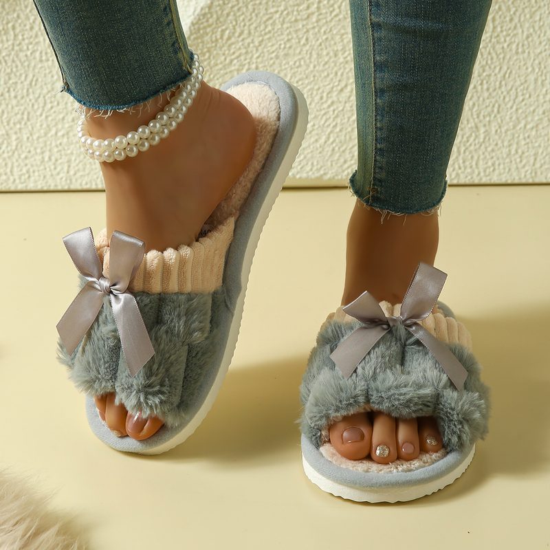 Femme Flat-Soled Cotton Outdoor Slippers