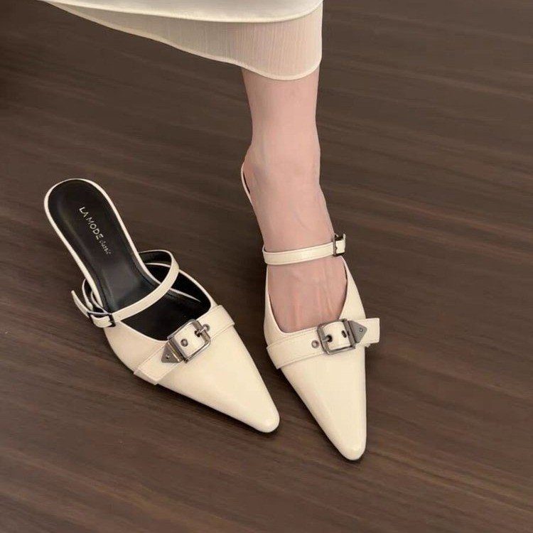 Nouveauté 2026 : Mules à Talons Minimalistes Français, Bout Fermé et Boucle – Élégance Féérique pour vos Robes