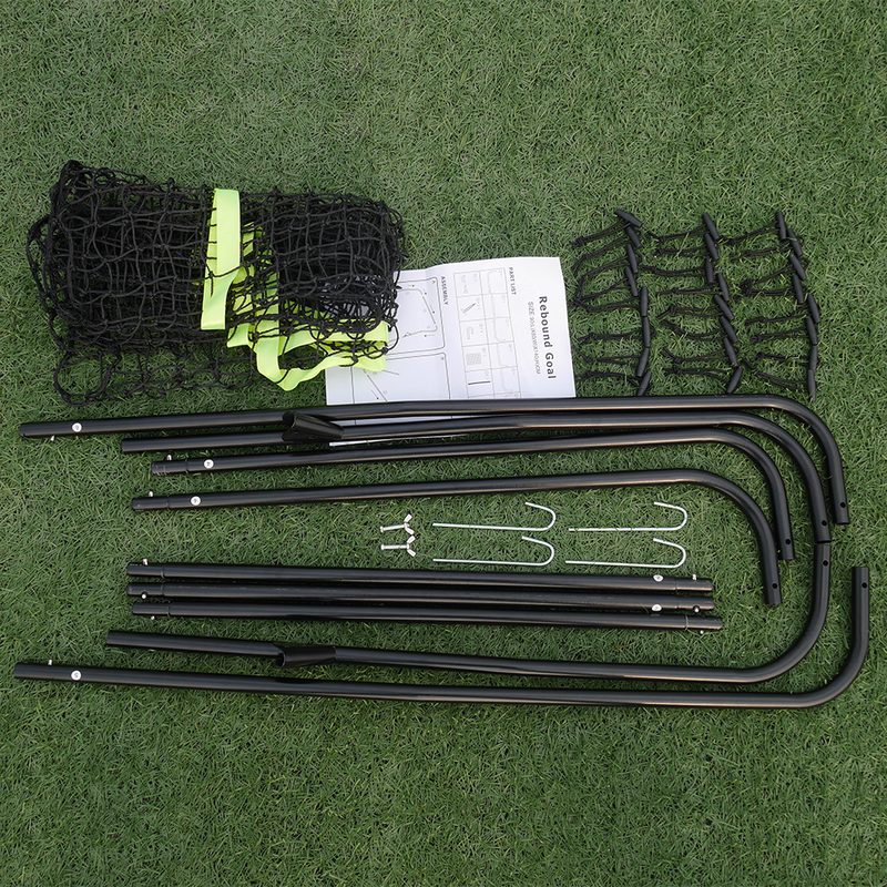 Steel Pipe Rebound Soccer Football Goal Black,Adjustable Rebounder Net,55.12 X 35.43 X 31.50, For Soccer, Football,Lacrosse, Baseball, Tennis