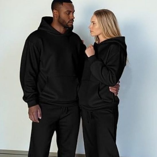 Ensemble Deux Pièces Homme : Sweat à Capuche Uni Coupe Ample, Style Décontracté et Sportif