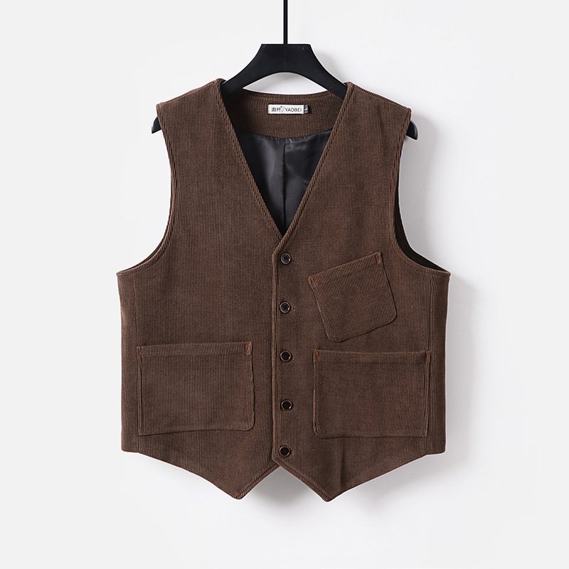 Gilet Homme Style Preppy Rétro Britannique, Coupe Ample et Grande Taille