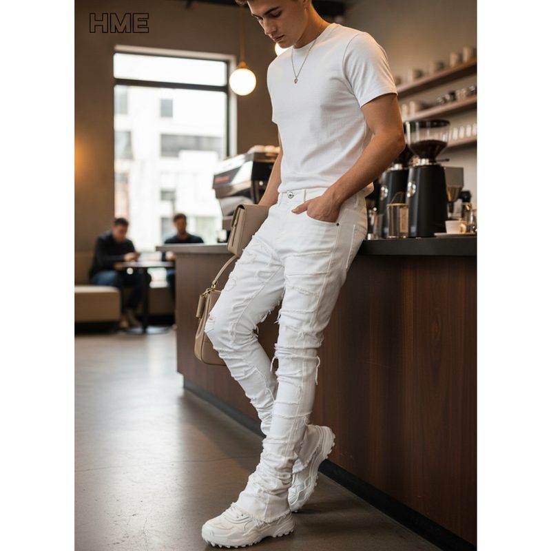 Pantalon Shanxi, coupe droite slim et extensible