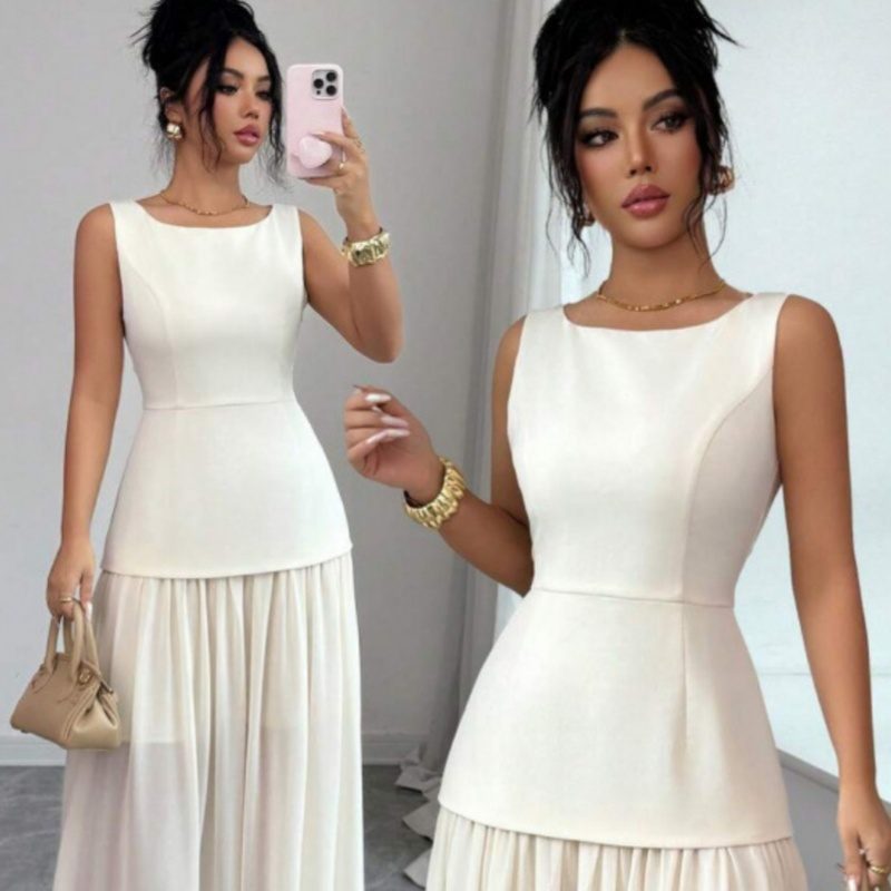 Robe Patchwork Décontractée Cintrée pour Femme
