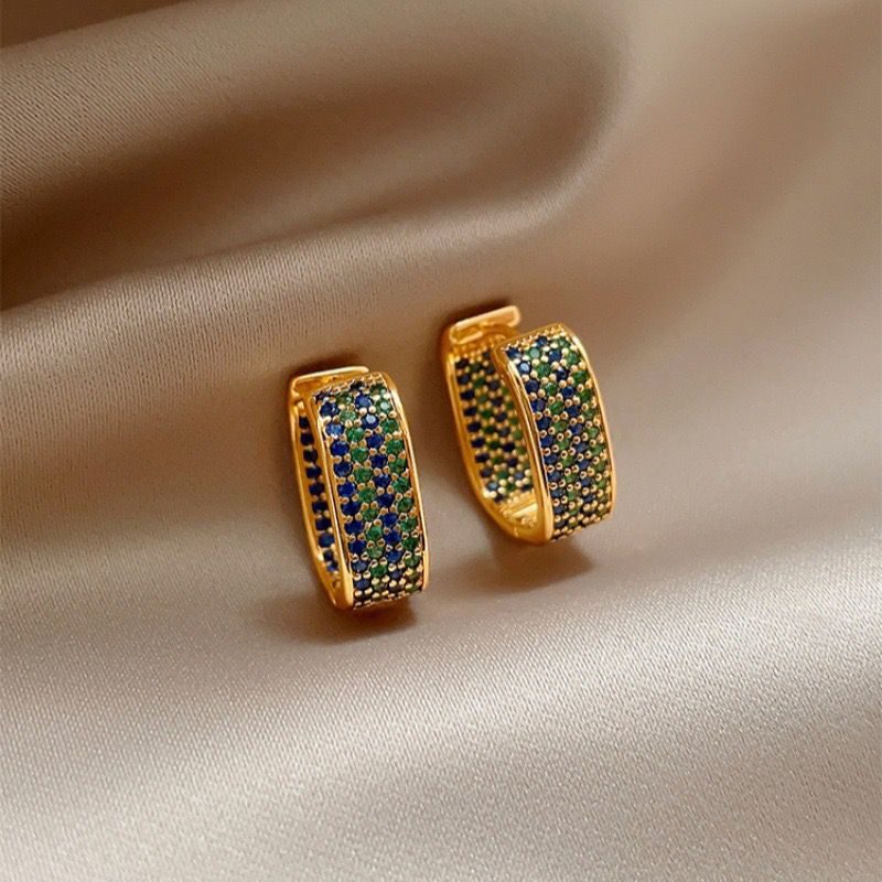 European & American Style U-Shaped Earrings, Color Zircon Light Luxe Studs