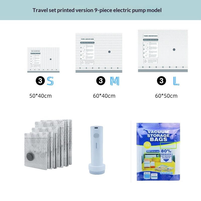 Vacuum Compression Storage Sacs With An Electric Pump