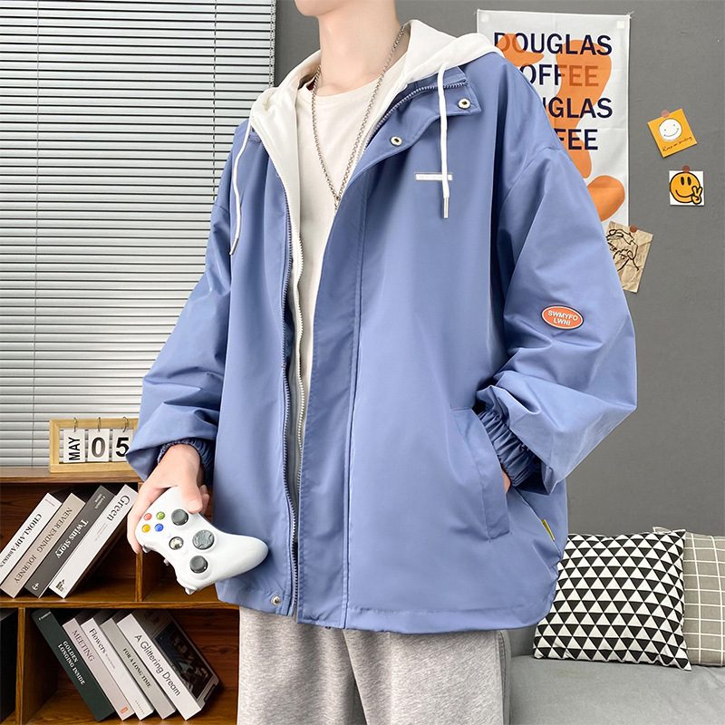 Homme Coupe Ajustée Hooded Veste Korean-Style