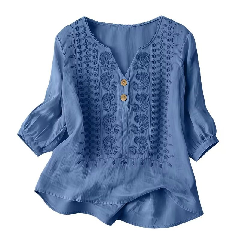 Nostalgic Coupe Ajustée Respirant Cotton-Linen Top
