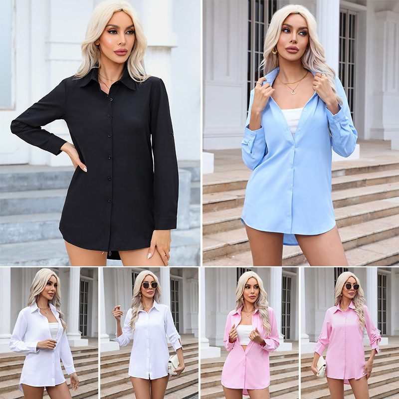 Blouse Fluide Mi-longue en Mousseline pour Femme