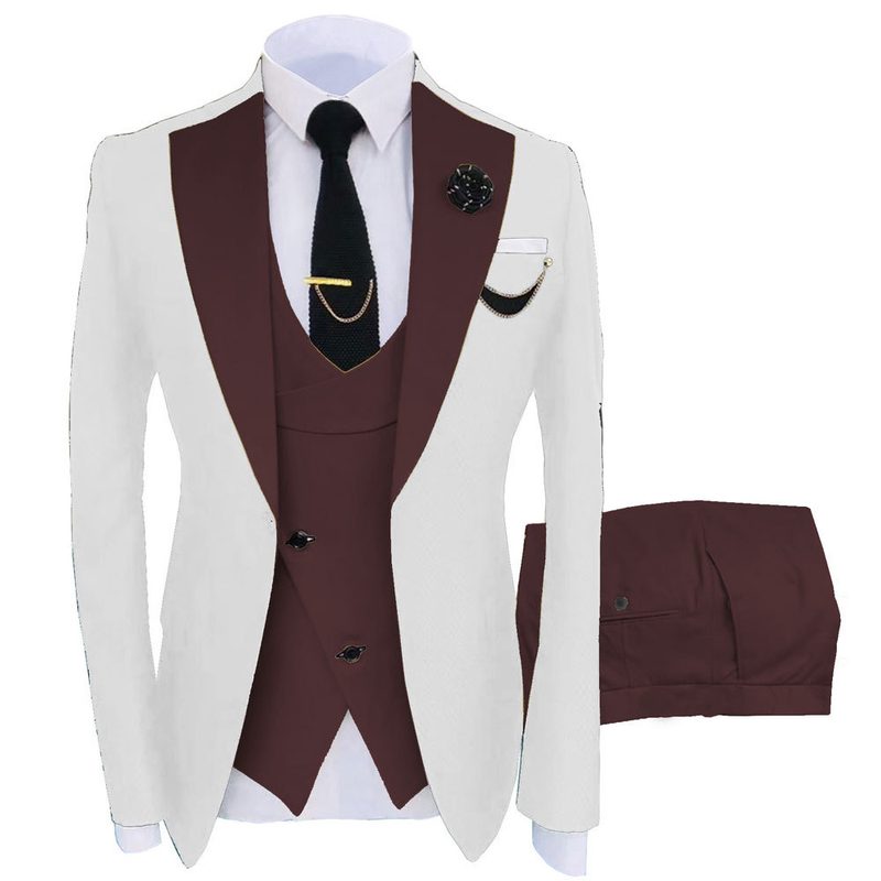 Homme Three-Piece Mixed-Color Suit