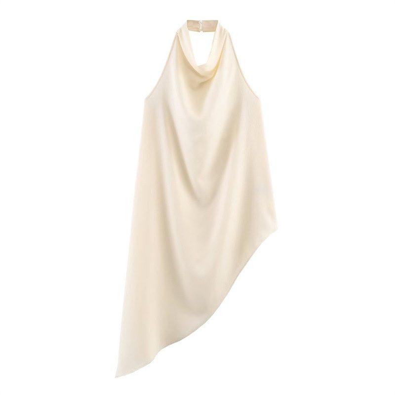 Top Asymétrique Chic à Col Licou Uni