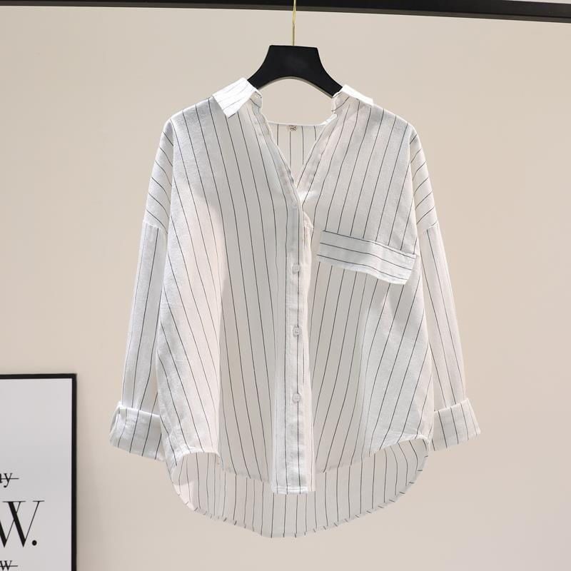 Femme Vertical-Striped Manches Longues Shirt