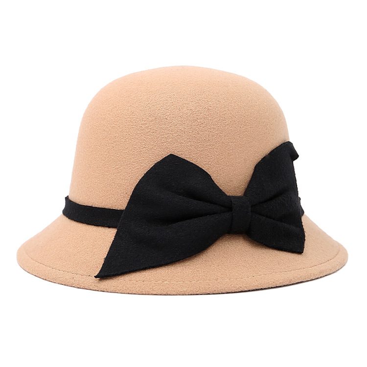 Chapeau Melon Femme Chic et Tendance avec Nœud Rayé