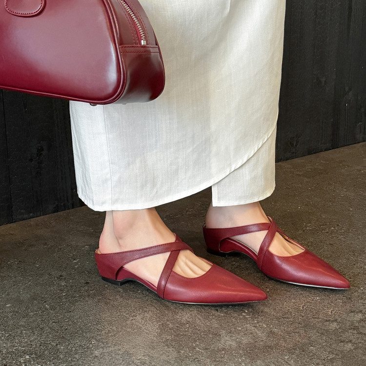 Mules Compensées à Bout Pointu Fermé pour Femme