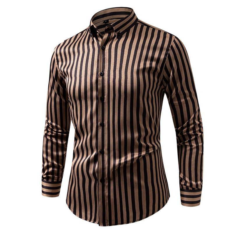 Chemise Homme Slim Fit Stretch Rayée à Manches Longues - L'Essentiel Chic & Confort
