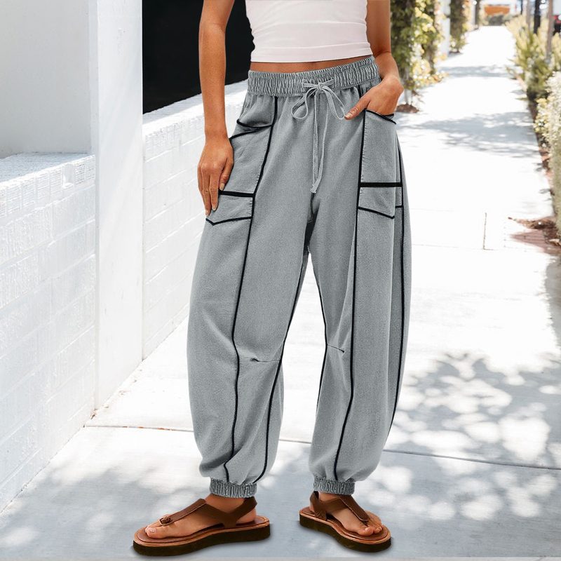 Pantalon Fluide d'Été à Taille Cordon
