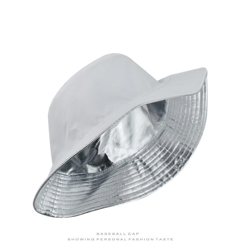 Summer -Selling Laser-Embossed Sequin Boater Chapeau, Pu Bucket Chapeau, Trend Street Chapeau, Outdoor Sun Protection Double-Sided Sunshade Chapeau