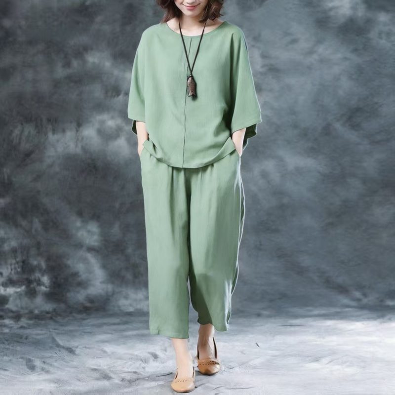 Ensemble Pantalon Ample Uni Décontracté pour Femme