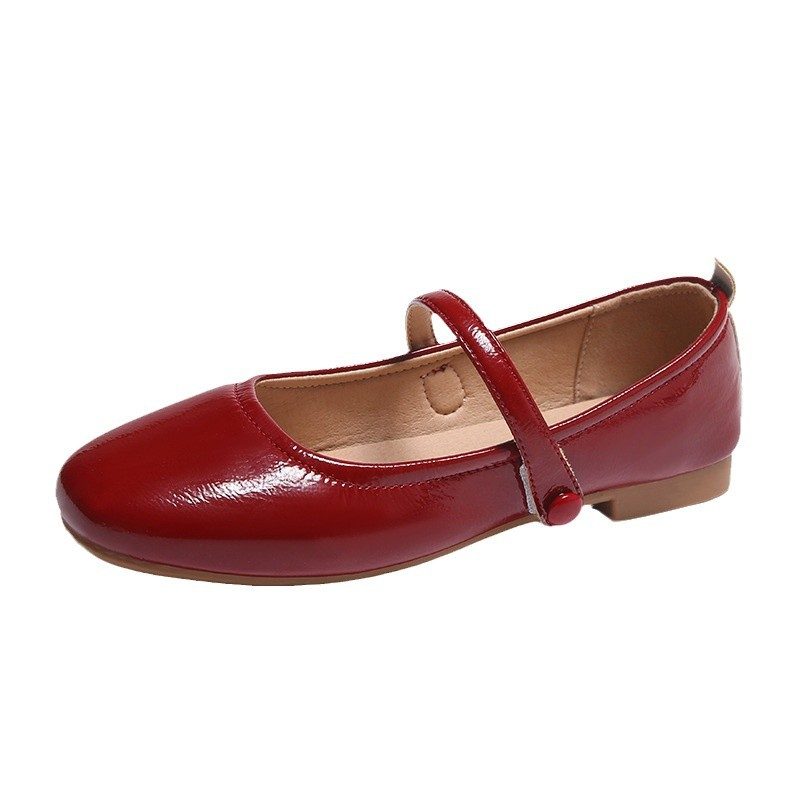 Décontracté One-Strap Low-Heeled Round-Toe Mary Jane Leather Chaussures