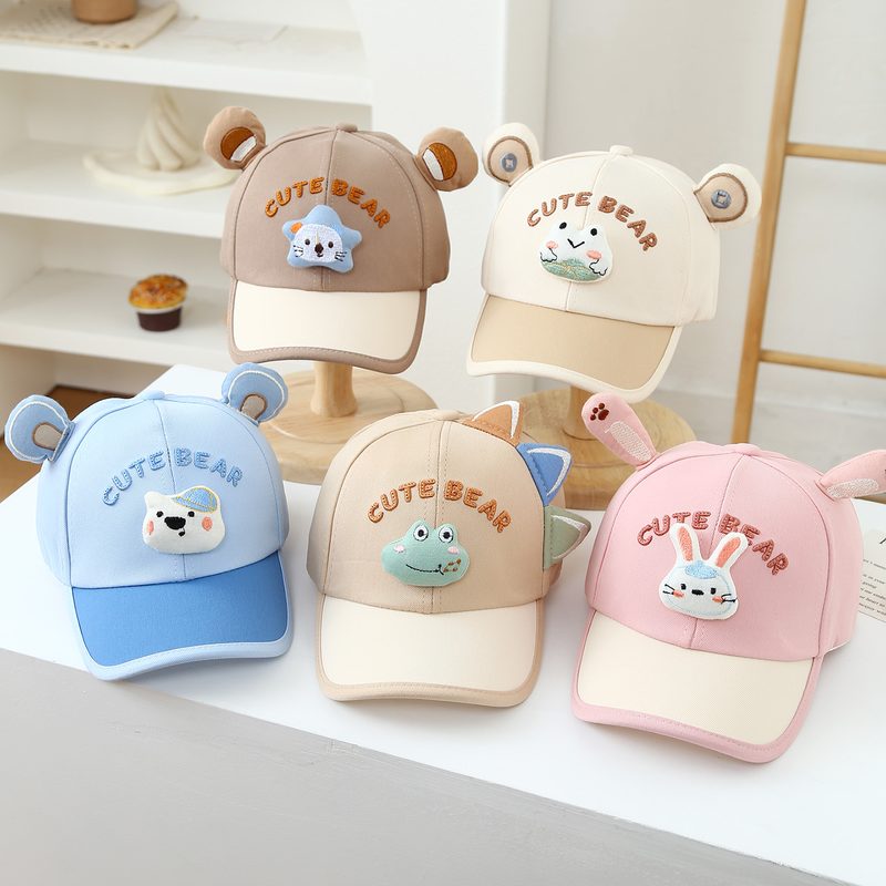 Children'S Multi-Color Edge-Sewn Three-Dimensional Cartoon-Style Combined Korean-Style Sweet Baseball Casquette, Suitable For Daily Outings And Travels