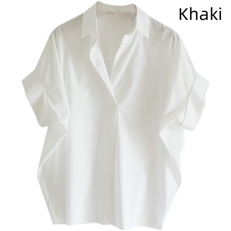 Western-Style Versatile White Ample-Fitting Shirt