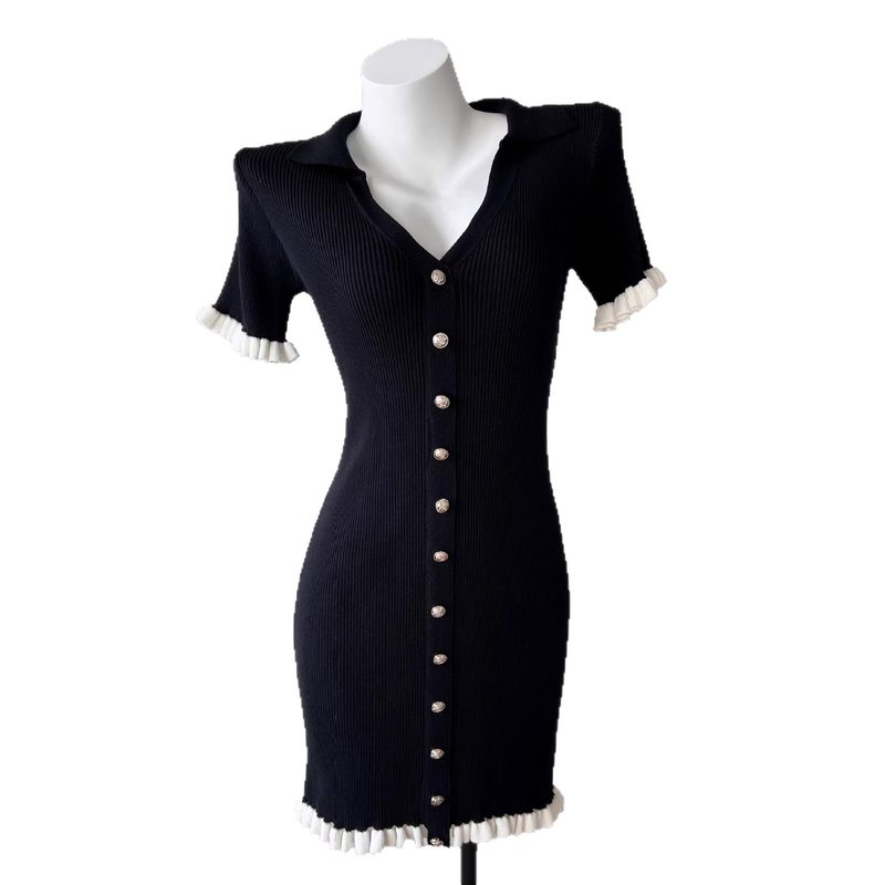 Robe Courte Cintrée Taille Haute d'Inspiration Française pour Femme