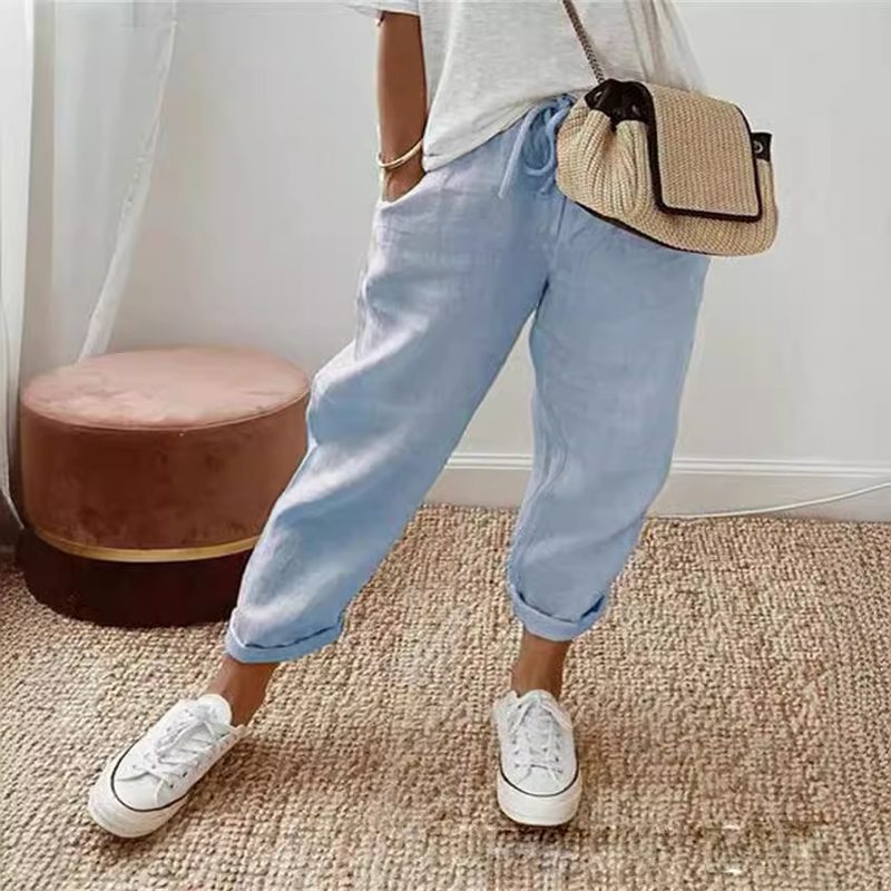 Cotton Linen Uni Color Décontracté Pantalon