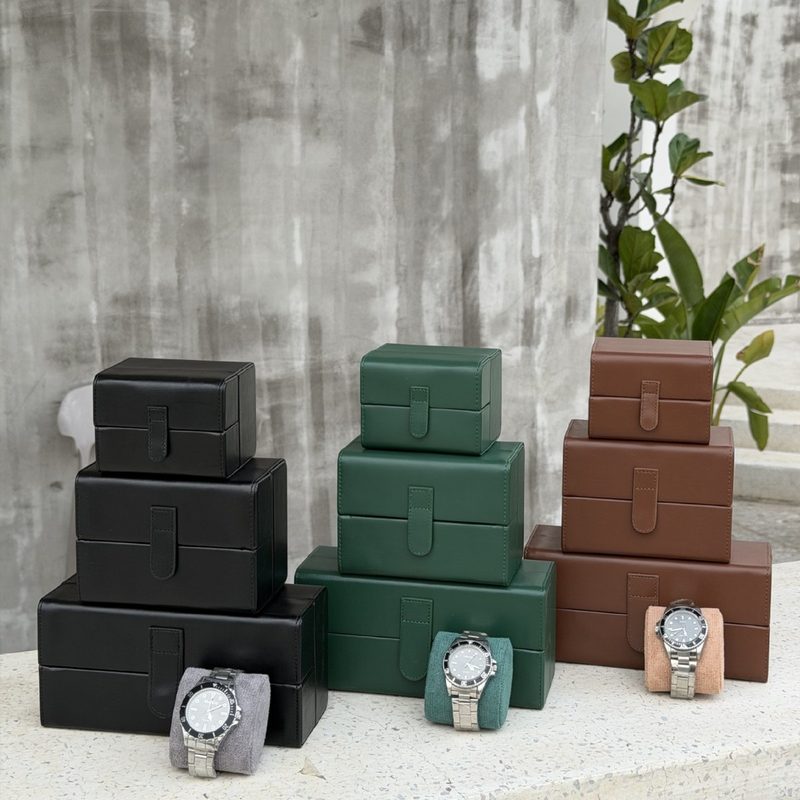 Leather 3-Slot Flip-Top Montre Box