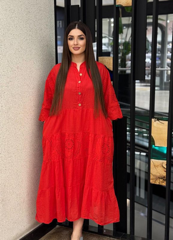 Robe Décontractée Ample en Dentelle Ajourée – Grandes Tailles
